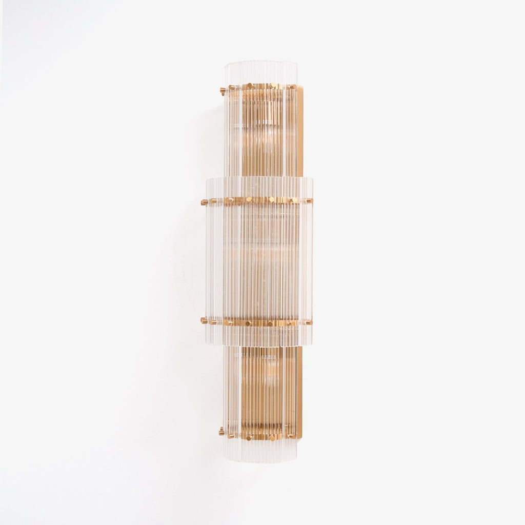 Aurora Wall Light Layered Glass Rods Copper Modern Vertical