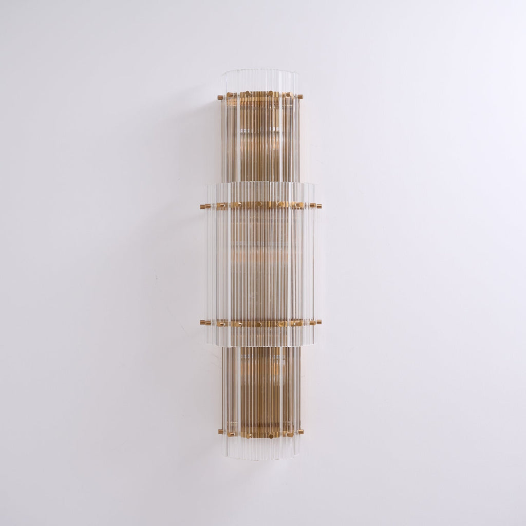 Aurora Wall Light Layered Glass Rods Copper Modern Vertical