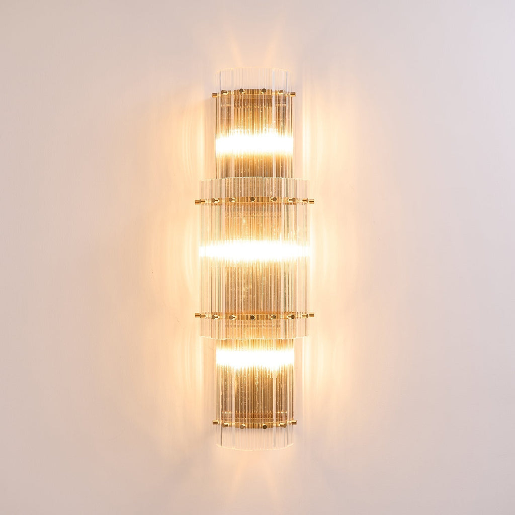 Aurora Wall Light Layered Glass Rods Copper Modern Vertical