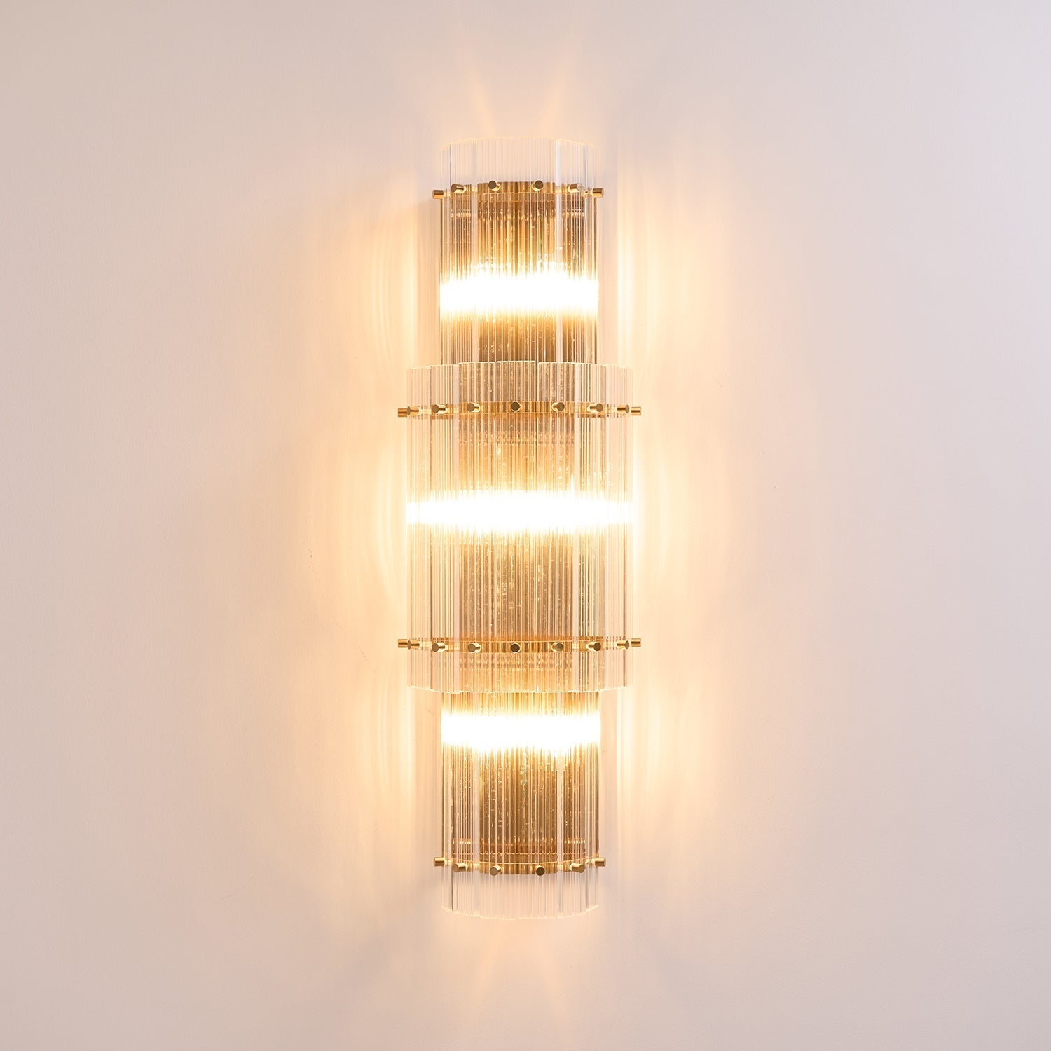 Aurora Wall Light Layered Glass Rods Copper Modern Vertical