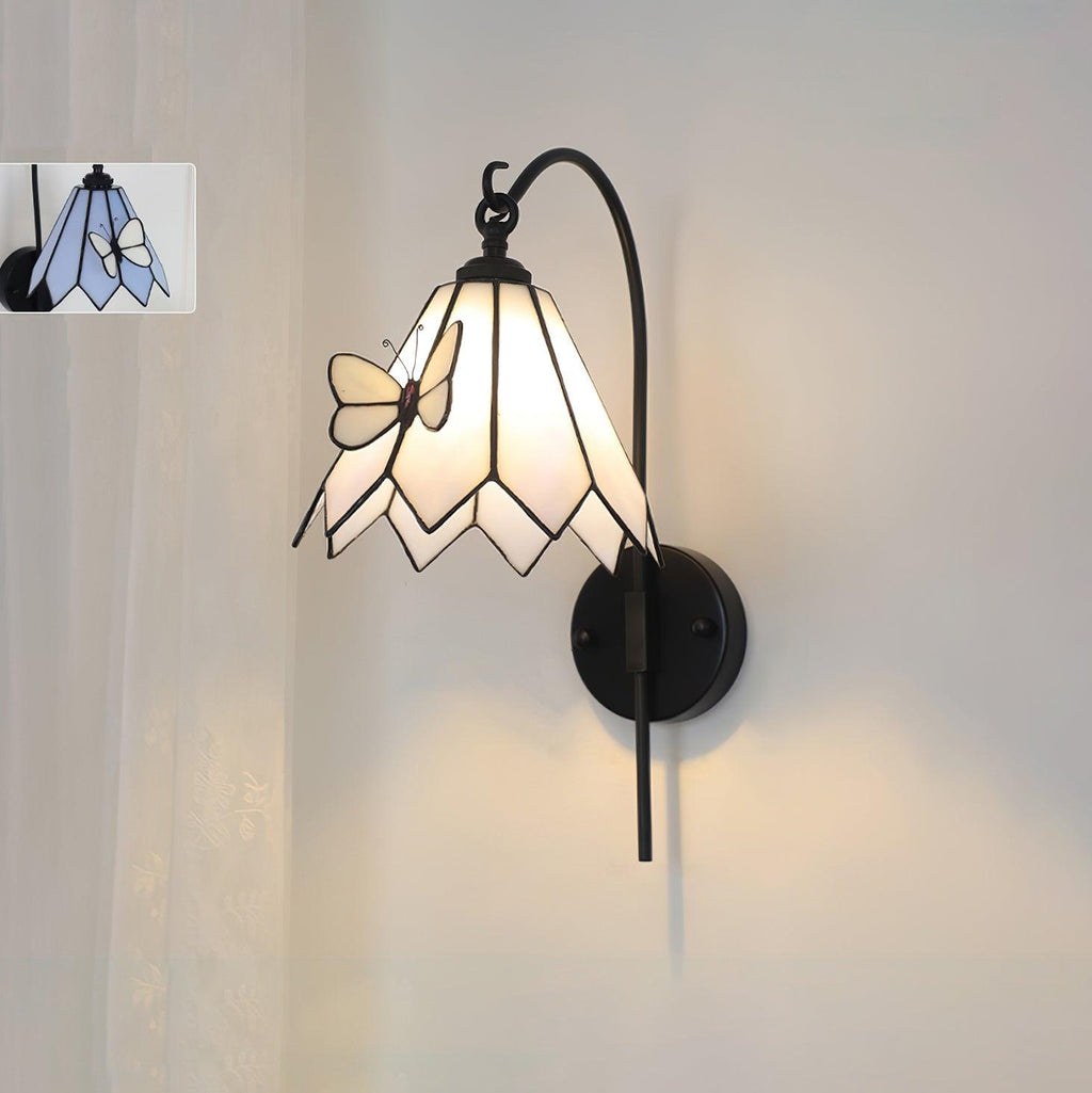Tiffany Wall Lamp  Glass Butterfly Art