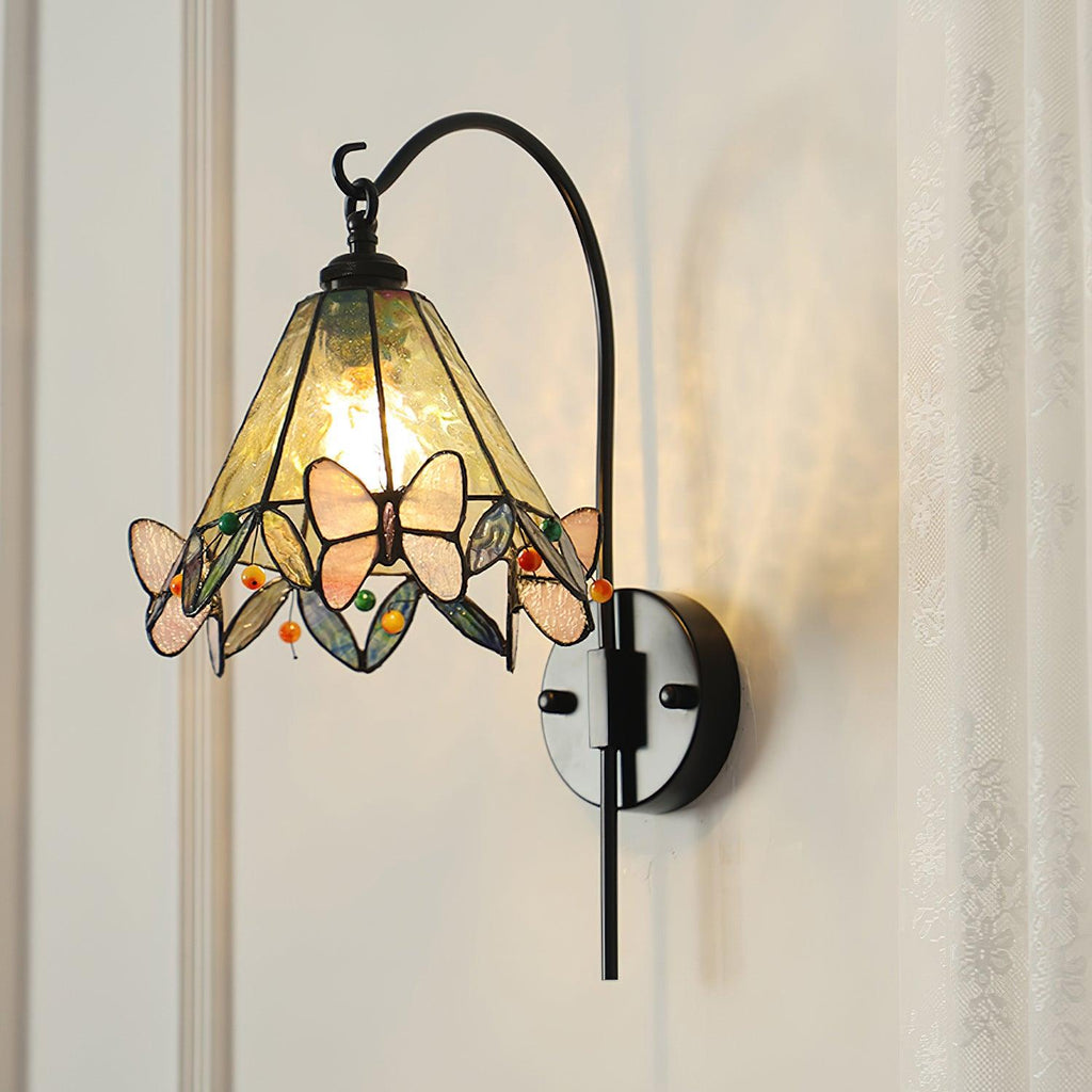 Tiffany Wall Lamp  Glass Butterfly Art