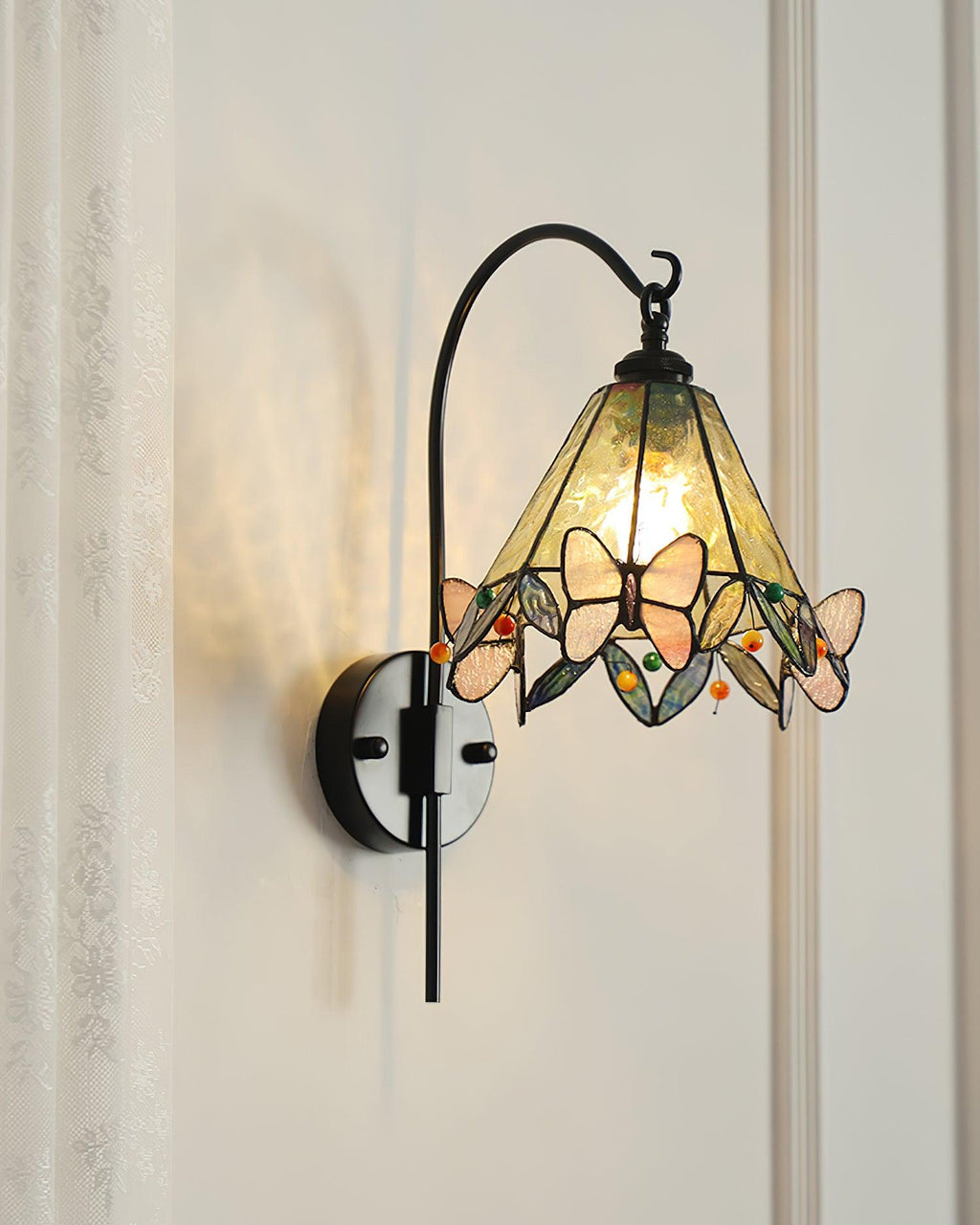 Tiffany Wall Lamp  Glass Butterfly Art
