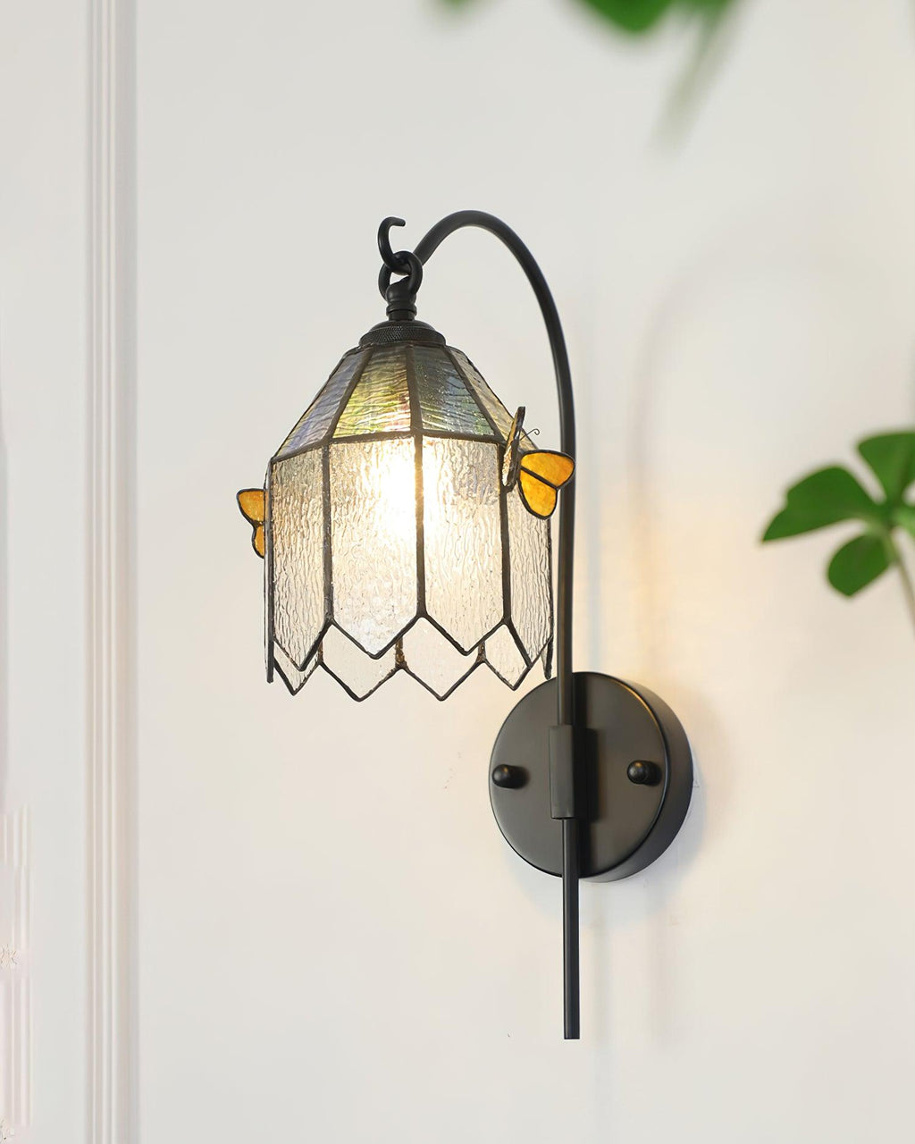 Tiffany Wall Lamp  Glass Butterfly Art