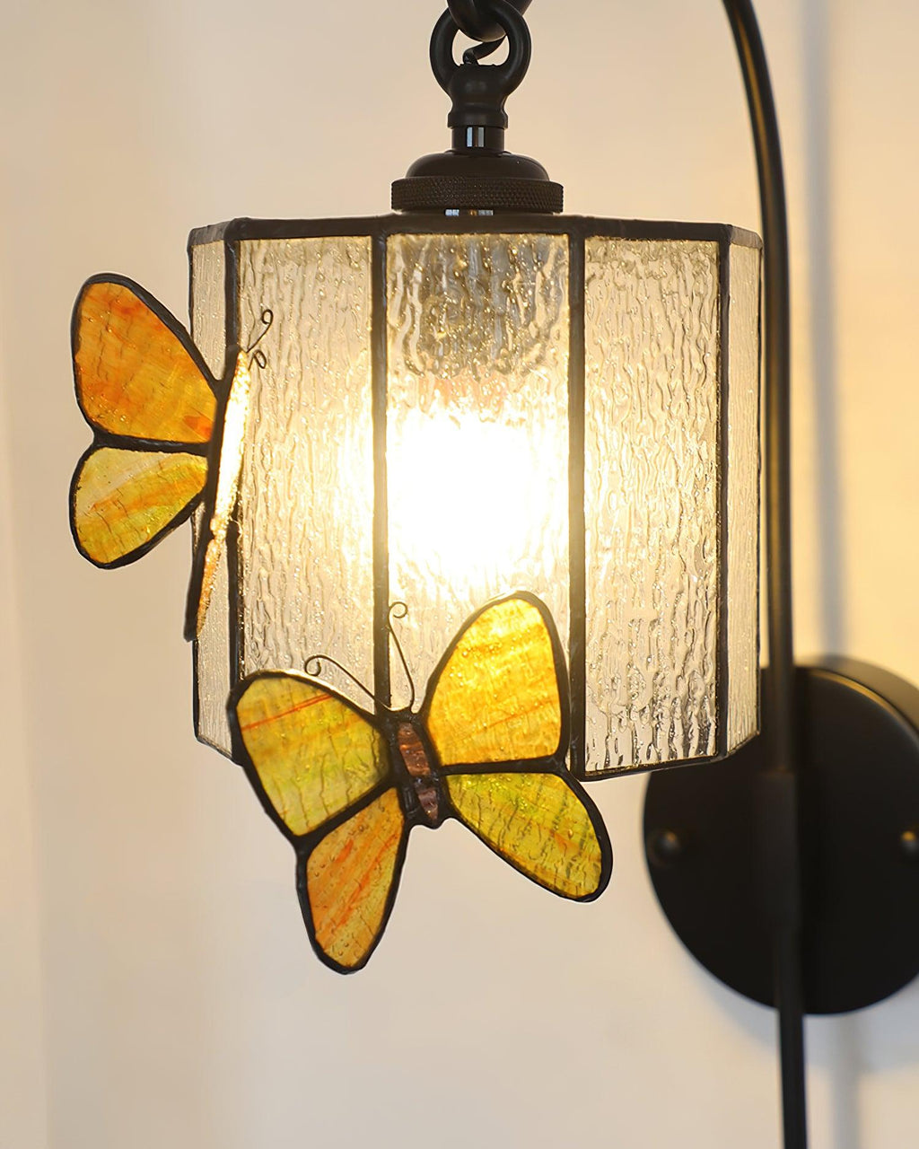 Tiffany Wall Lamp  Glass Butterfly Art