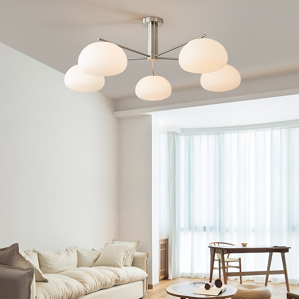 Silva Modern LED Metal Multi Glass Globe White Lampshade Bedroom Living Room Pendant Light, Gold/Nickel