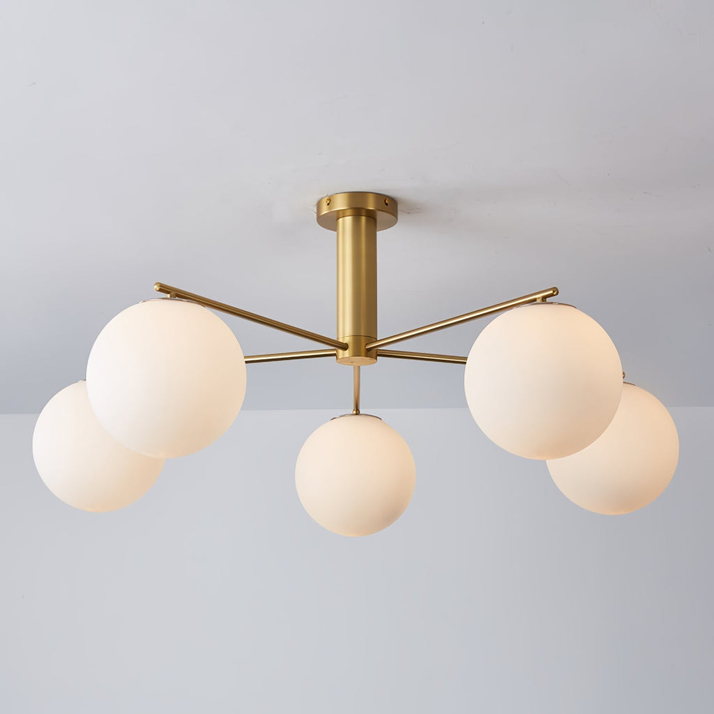 Silva Modern LED Metal Multi Glass Globe White Lampshade Bedroom Living Room Pendant Light, Gold/Nickel