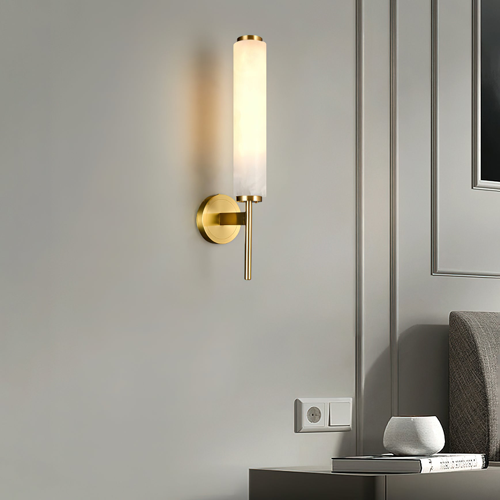 Jern Art Deco Alabaster Wall Lamp