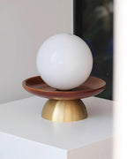 Ceiling Light Globe Opal Glass Modern Brass Walnut Accent Flush Mount