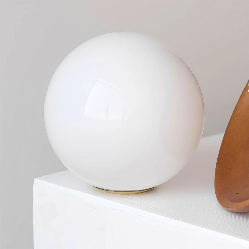 Ceiling Light Globe Opal Glass Modern Brass Walnut Accent Flush Mount