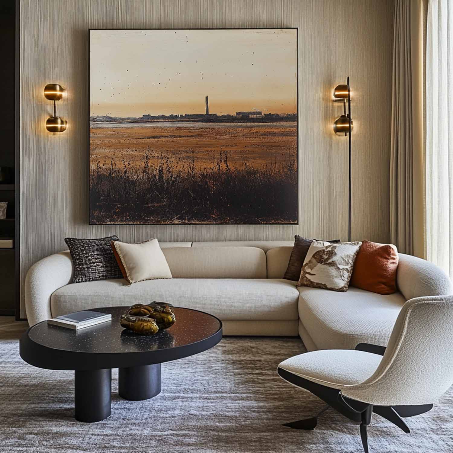 Golden Hour Salt Marsh Factory Oil Painting