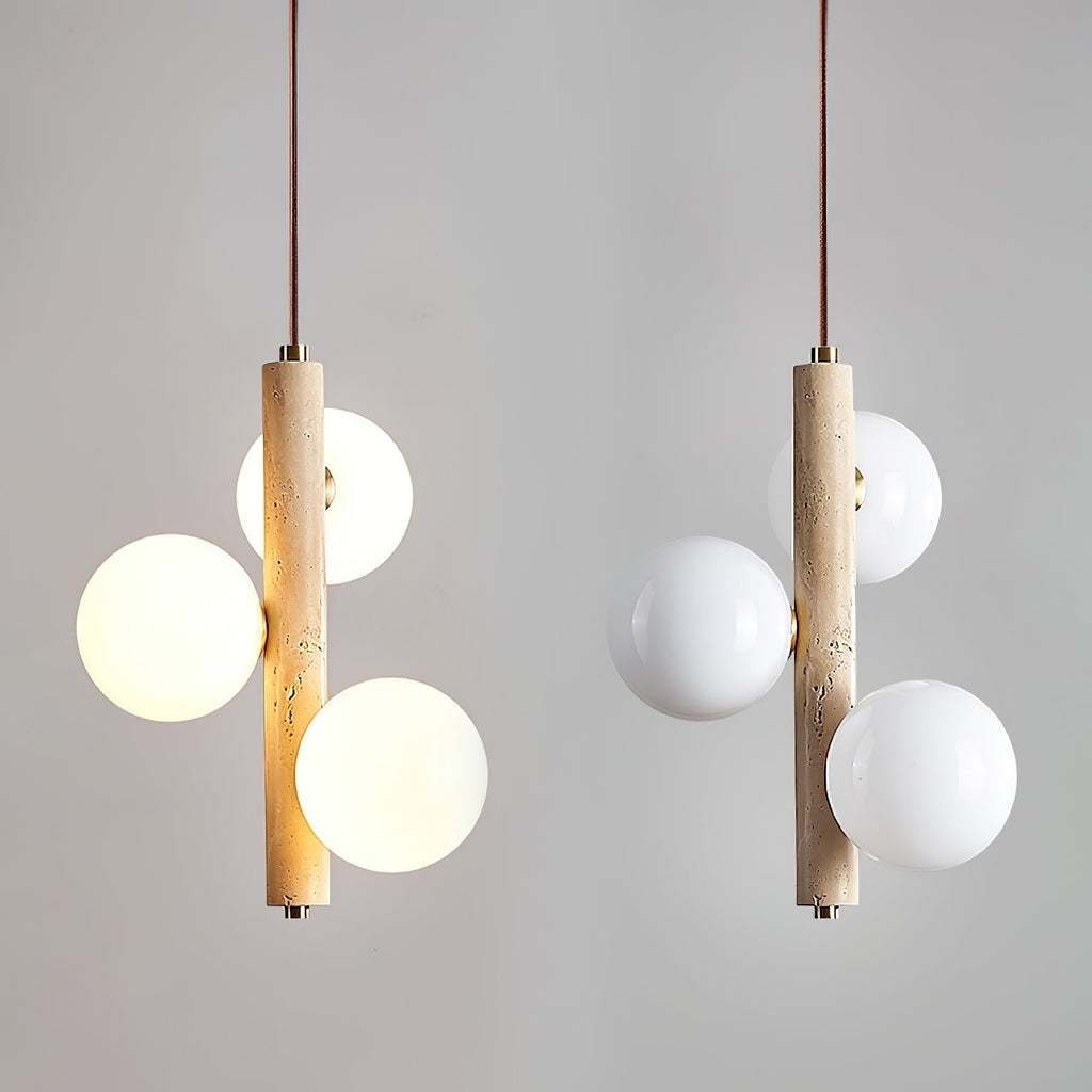 Aursorel Multi-Globe Travertine Pendant Light