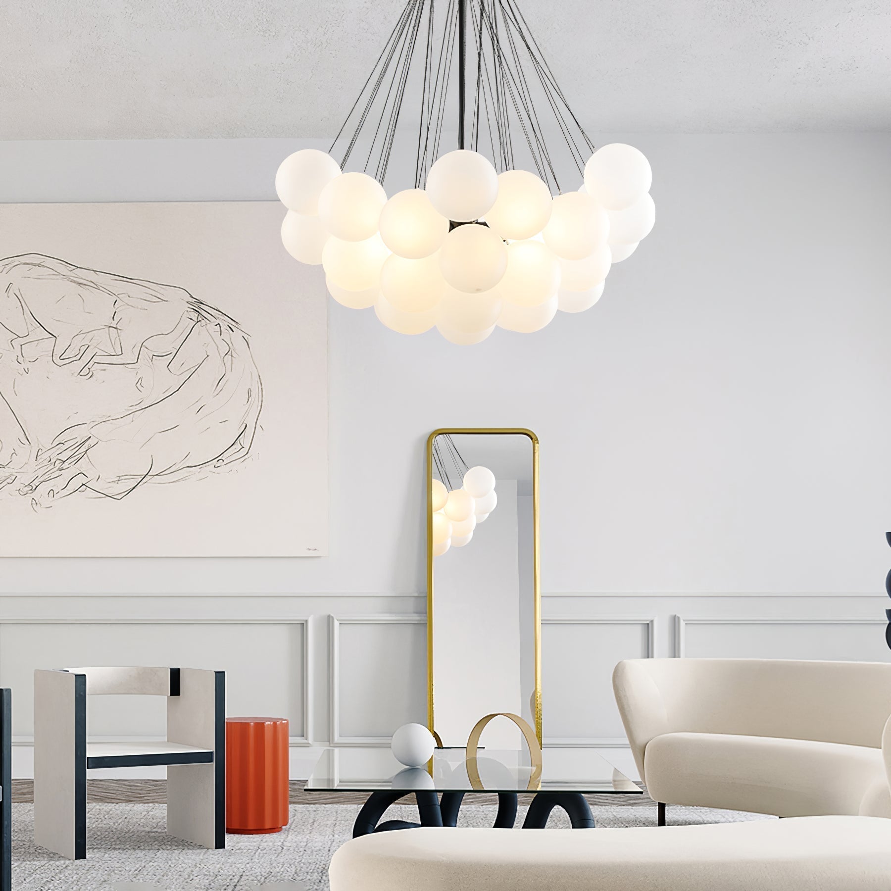 Fayne Glass Globe Pendant Light Bubble