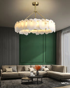 Burton Chandelier Alabaster Layered Halo