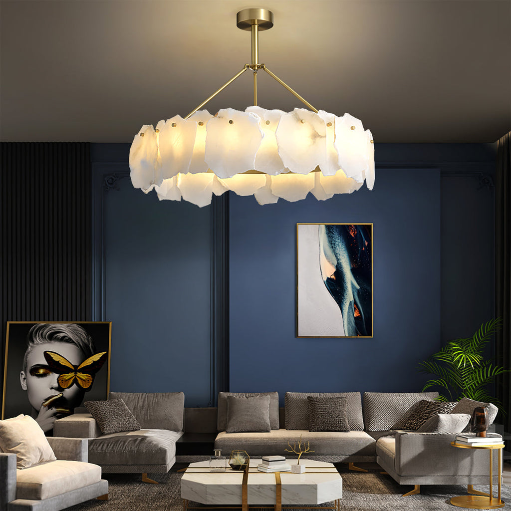 Burton Chandelier Alabaster Layered Halo