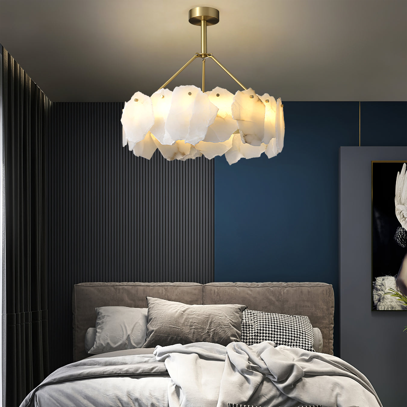 Burton Chandelier Alabaster Layered Halo