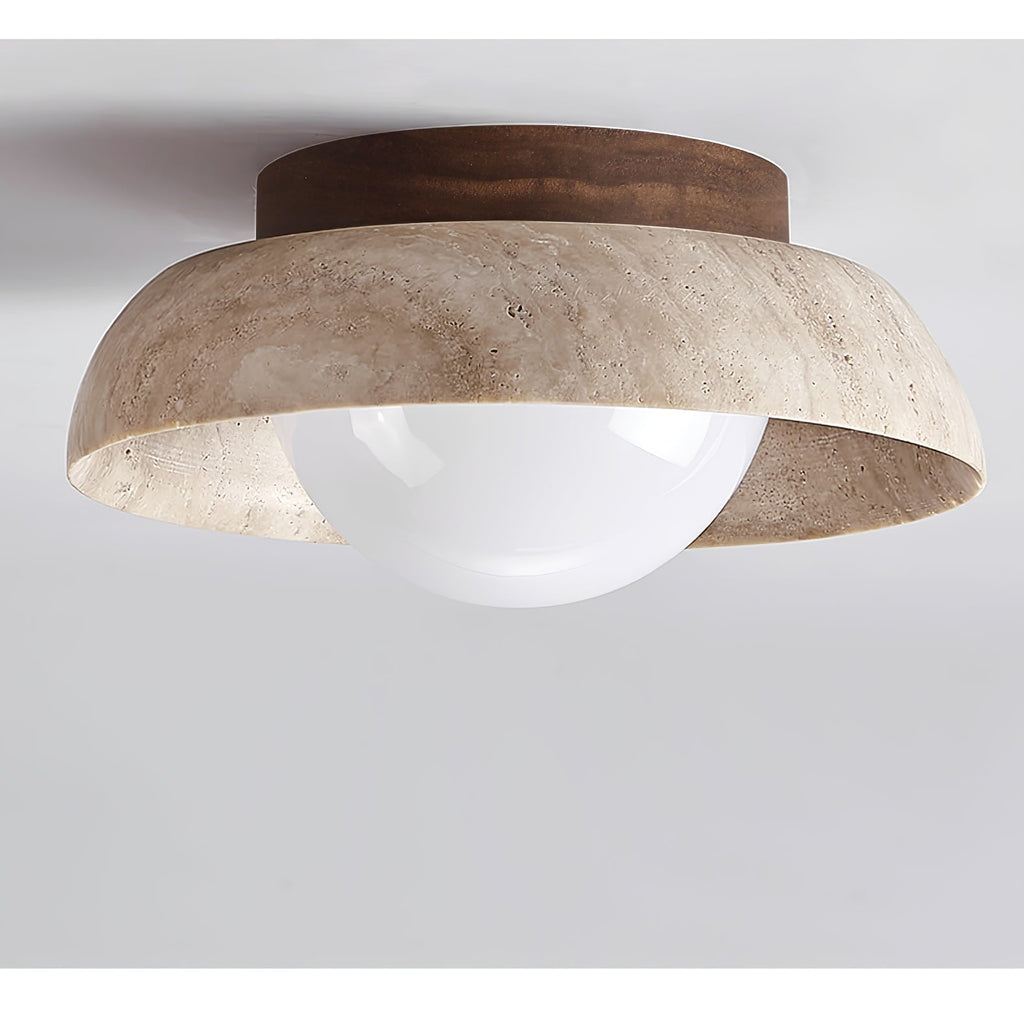 Ashaionis Disc-Dome Travertine Ceiling Light