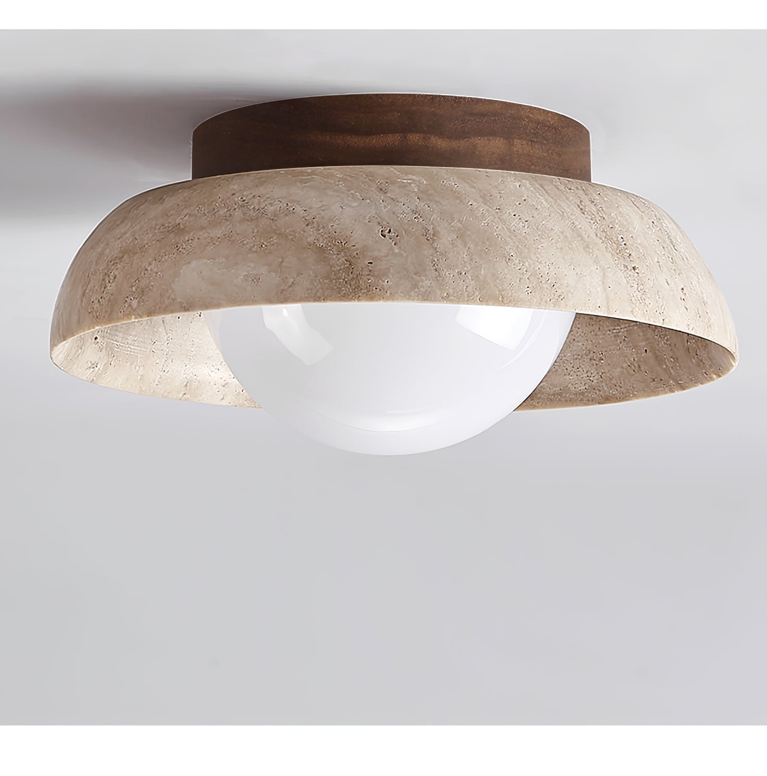 Ashaionis Disc-Dome Travertine Ceiling Light