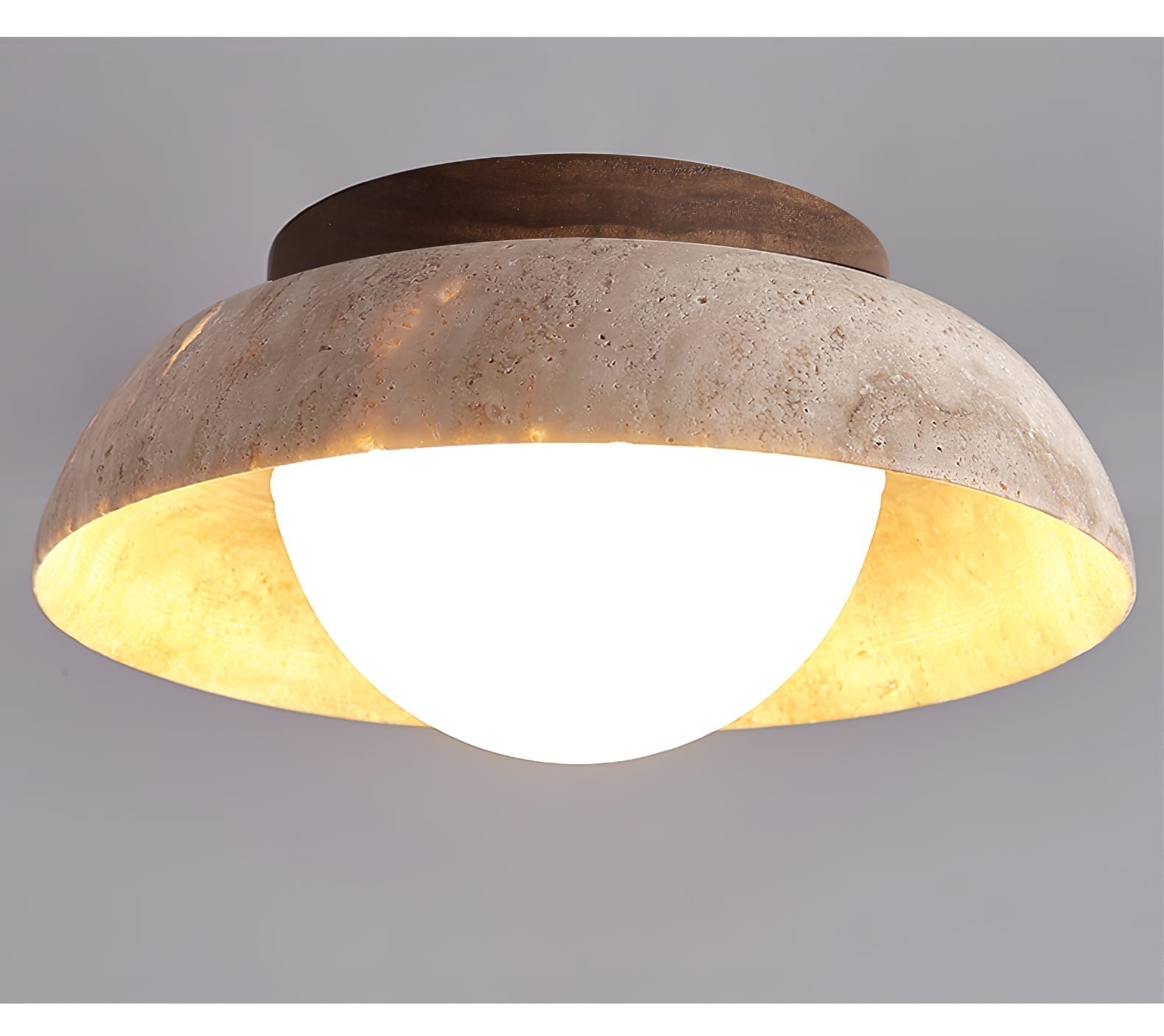 Ashaionis Disc-Dome Travertine Ceiling Light