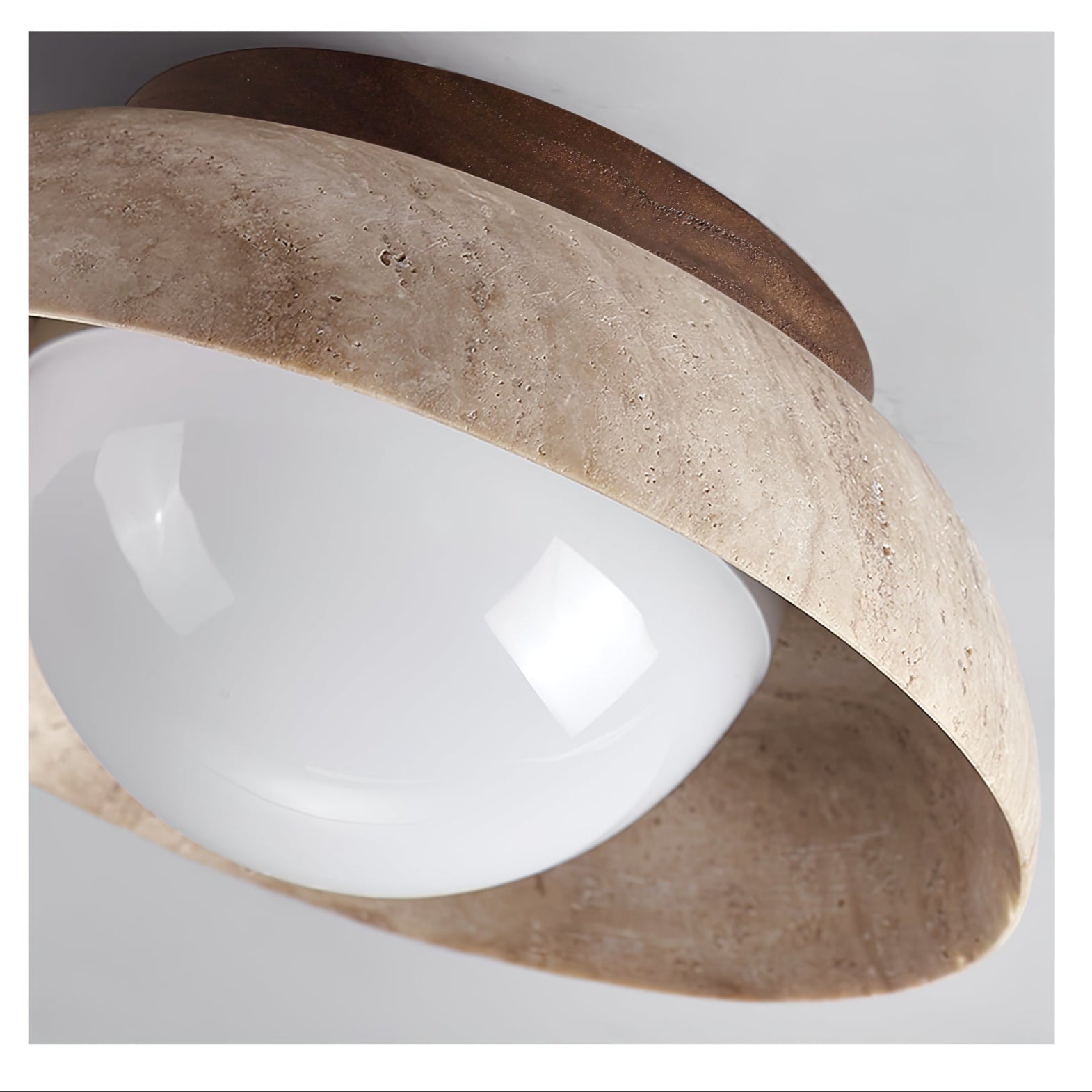 Ashaionis Disc-Dome Travertine Ceiling Light