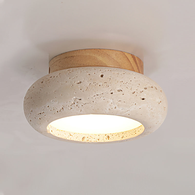 Ritta Mini Donut   Travertine Ceiling Light