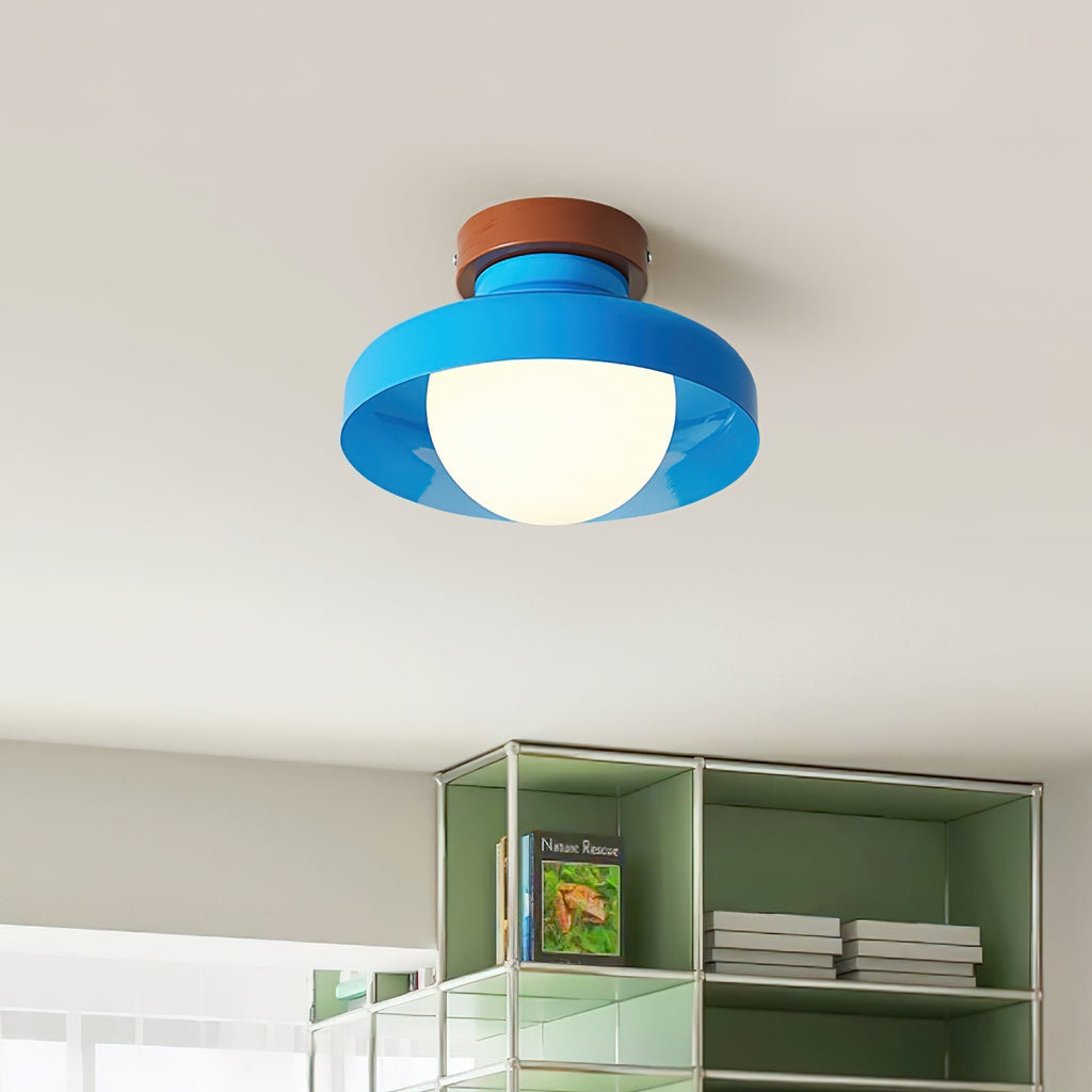 Solvane Blue Metal Flush Mount Ceiling Light