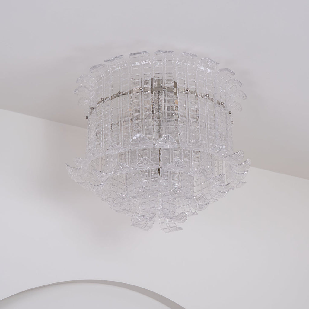 Aurora Ceiling Lamp Clear Murano Glass Flush Mount