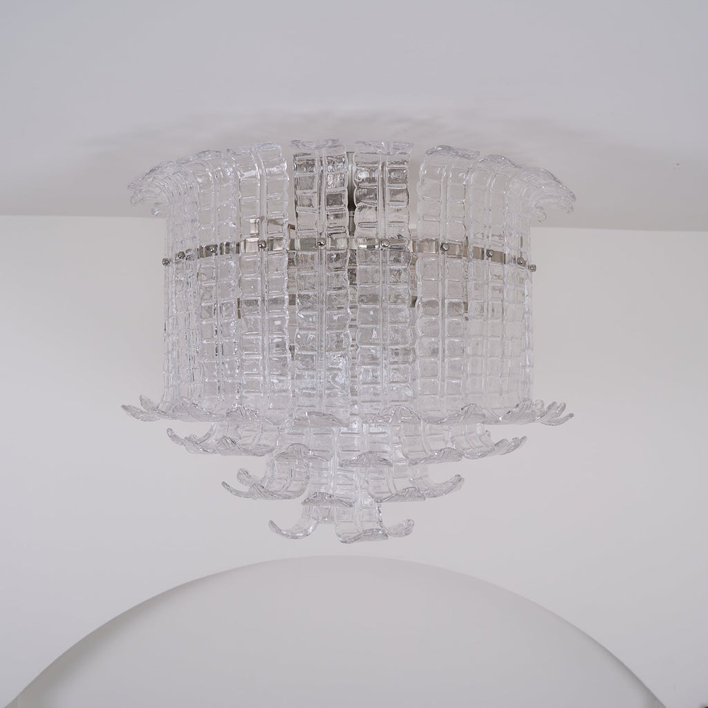 Aurora Ceiling Lamp Clear Murano Glass Flush Mount