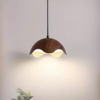 Pendant Lamp Wood-Grain Metal Shade Wave Ambient Minimalist
