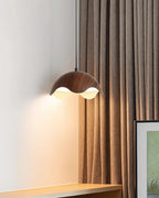 Pendant Lamp Wood-Grain Metal Shade Wave Ambient Minimalist