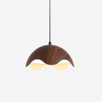 Pendant Lamp Wood-Grain Metal Shade Wave Ambient Minimalist