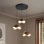 Pendant Lamp Wood-Grain Metal Shade Wave Ambient Minimalist