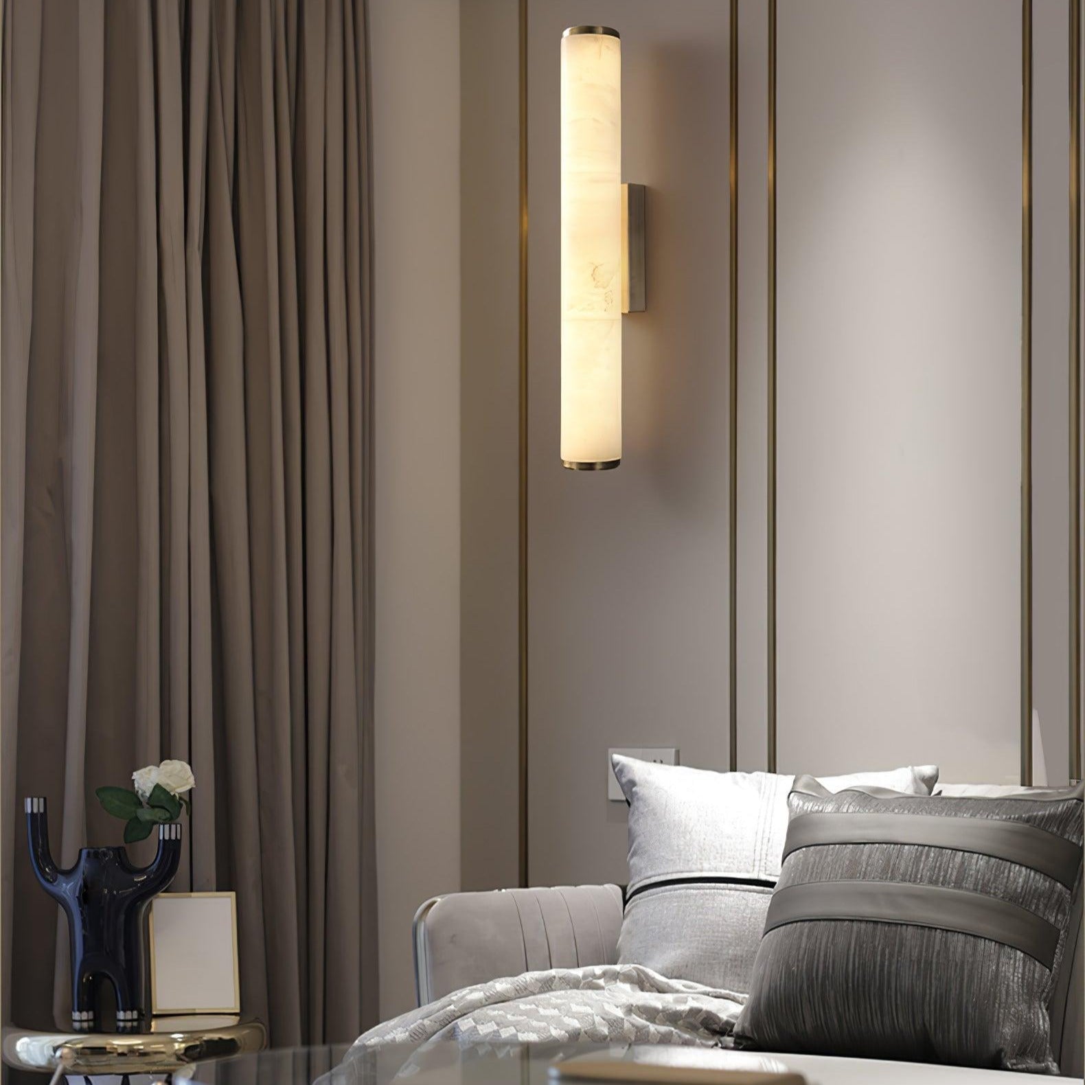 Klyr Alabaster Vertical Cylindrical Wall Lamp