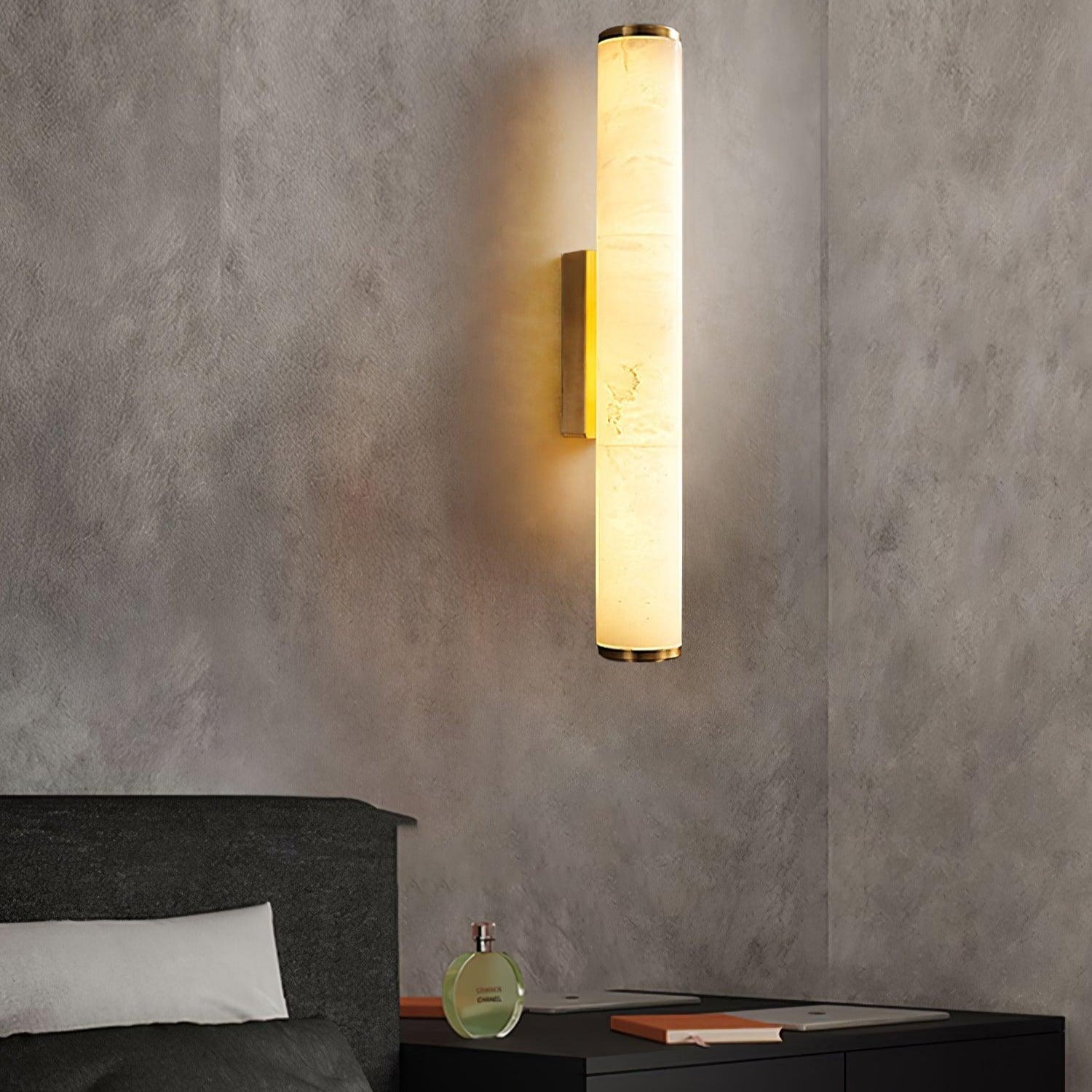 Klyr Alabaster Vertical Cylindrical Wall Lamp