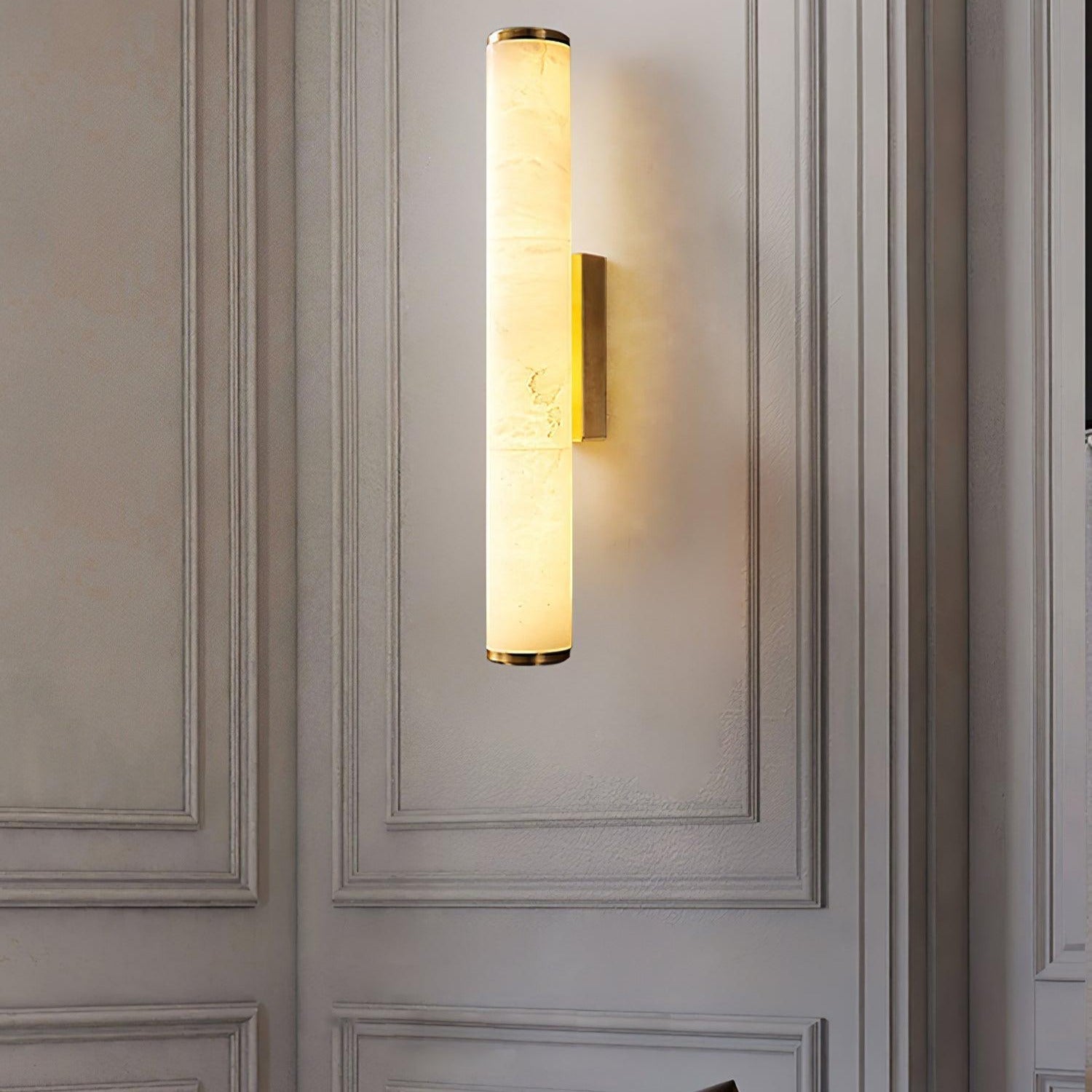 Klyr Alabaster Vertical Cylindrical Wall Lamp