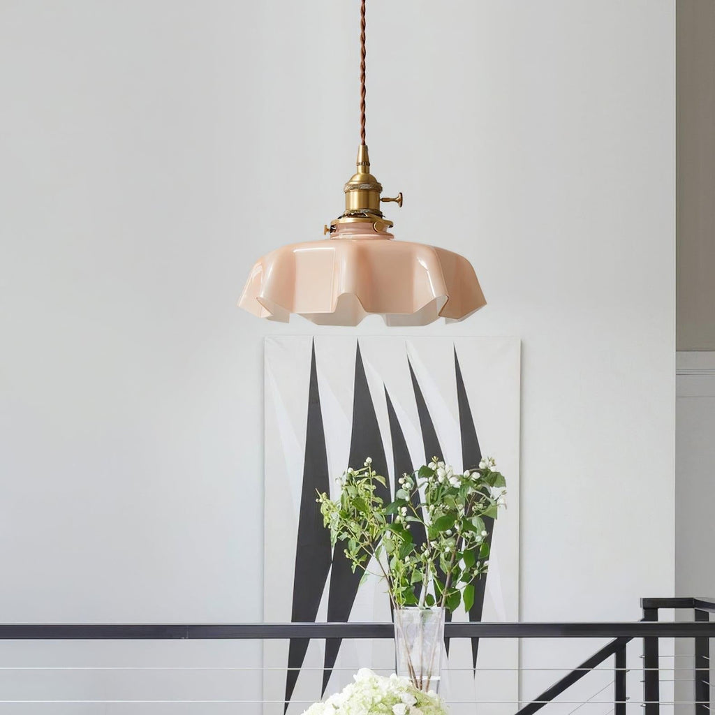 Civen Farmhouse Ruffled Pendant Light