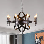 Silva Retro Candle LED Chandelier Metal Glass Black Dining Room