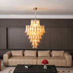 Aurora Chandelier Amber Murano Glass Petal Layered Luxury