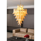 Aurora Chandelier Amber Murano Glass Petal Layered Luxury