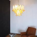 Aurora Chandelier Amber Murano Glass Petals Layered