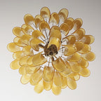 Aurora Chandelier Amber Murano Glass Petals Layered
