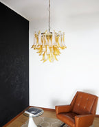 Aurora Chandelier Amber Murano Glass Petals Layered