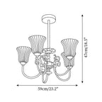 Chandelier with Brass Arms White Glass Shades Opulent Luxe