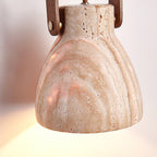 Wall Lamp Metal Body Wood Strap Travertine Shade Minimalist