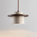Ritta Pendant Light Travertine Cylinder   Disc Wood