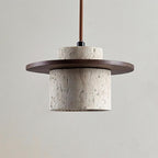Ritta Pendant Light Travertine Cylinder   Disc Wood