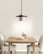 Ritta Pendant Light Travertine Cylinder   Disc Wood