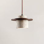 Ritta Pendant Light Travertine Cylinder   Disc Wood