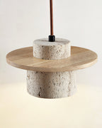 Ritta Pendant Light Travertine Cylinder   Disc Wood
