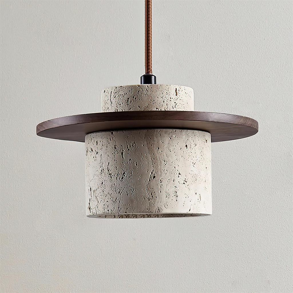 Ritta Wall Lamp Travertine Cylinder Walnut Wood